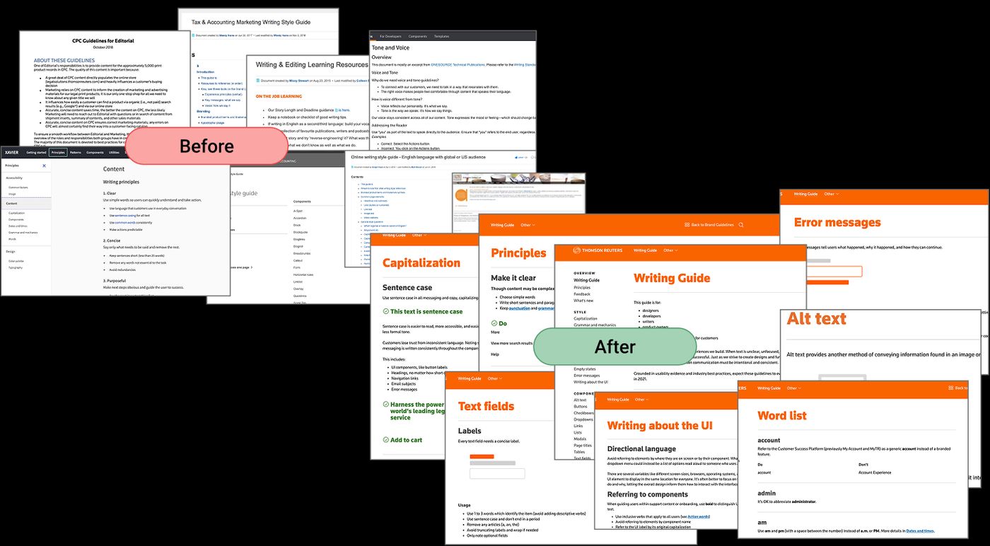 Comparison of previous style guides and consolidated version